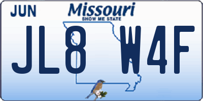 MO license plate JL8W4F