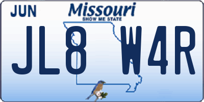 MO license plate JL8W4R