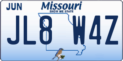 MO license plate JL8W4Z
