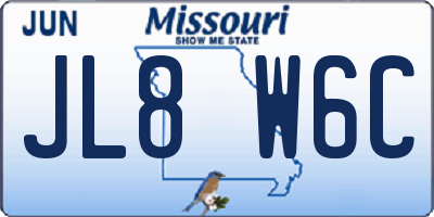 MO license plate JL8W6C