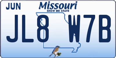 MO license plate JL8W7B