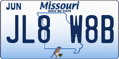 MO license plate JL8W8B