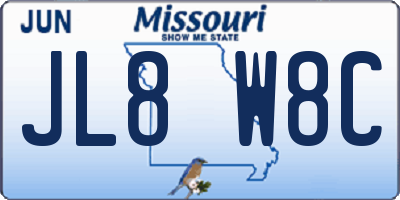 MO license plate JL8W8C