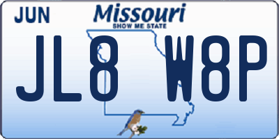 MO license plate JL8W8P