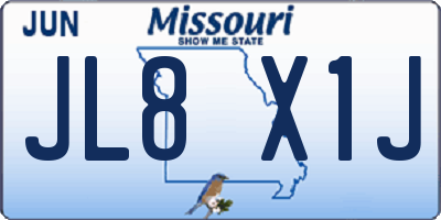 MO license plate JL8X1J
