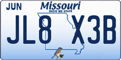 MO license plate JL8X3B