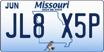 MO license plate JL8X5P