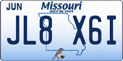 MO license plate JL8X6I