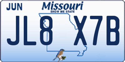 MO license plate JL8X7B
