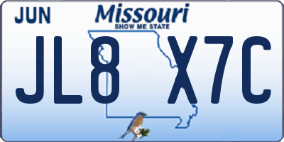 MO license plate JL8X7C