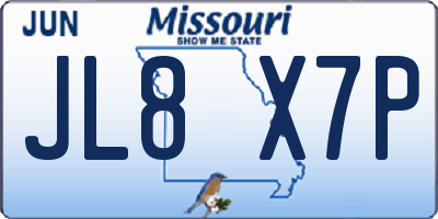 MO license plate JL8X7P