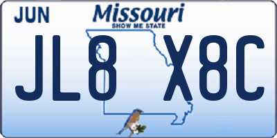 MO license plate JL8X8C