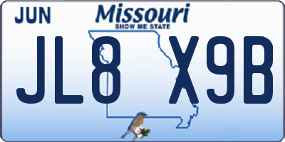 MO license plate JL8X9B