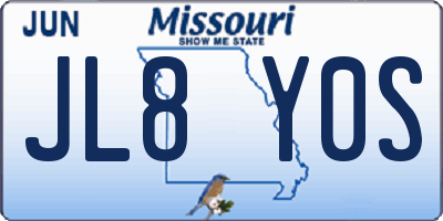 MO license plate JL8Y0S