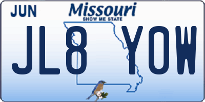 MO license plate JL8Y0W