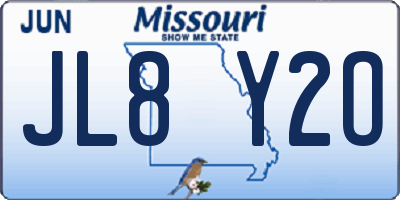 MO license plate JL8Y2O