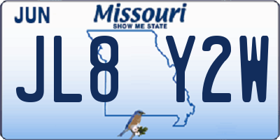 MO license plate JL8Y2W
