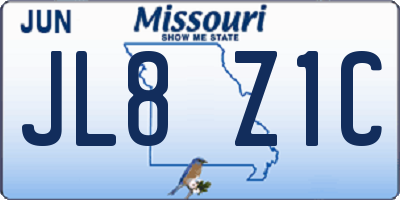 MO license plate JL8Z1C