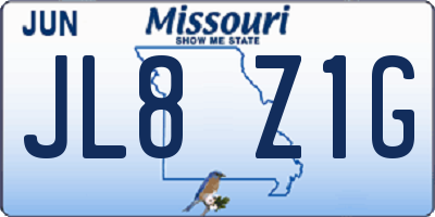 MO license plate JL8Z1G