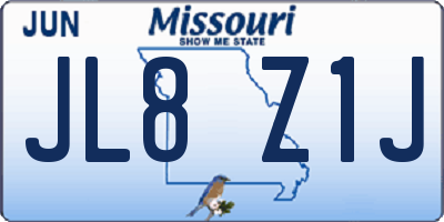 MO license plate JL8Z1J