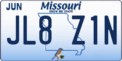 MO license plate JL8Z1N