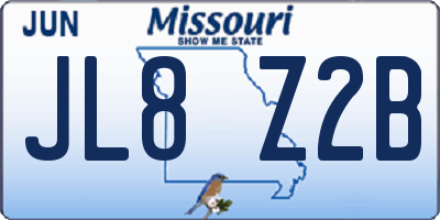 MO license plate JL8Z2B