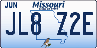 MO license plate JL8Z2E