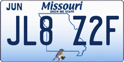 MO license plate JL8Z2F