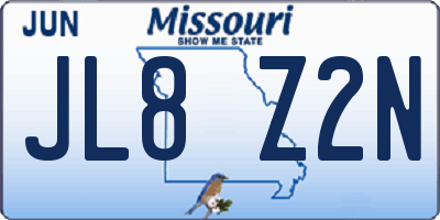 MO license plate JL8Z2N