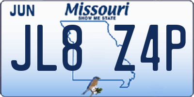 MO license plate JL8Z4P
