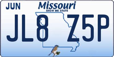 MO license plate JL8Z5P