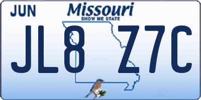 MO license plate JL8Z7C