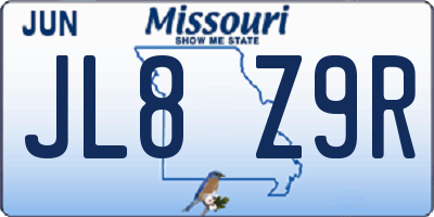 MO license plate JL8Z9R