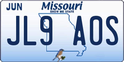MO license plate JL9A0S