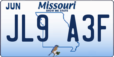 MO license plate JL9A3F