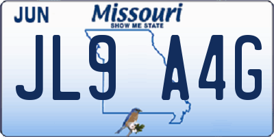 MO license plate JL9A4G