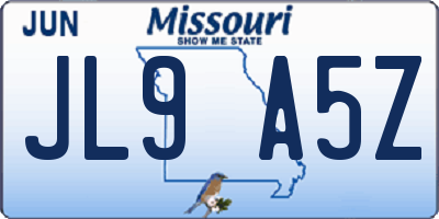 MO license plate JL9A5Z