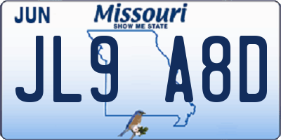 MO license plate JL9A8D