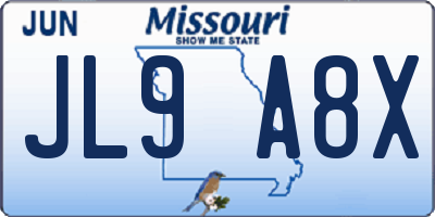 MO license plate JL9A8X