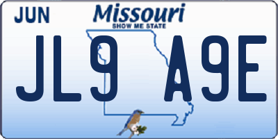 MO license plate JL9A9E