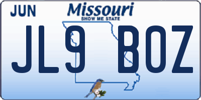 MO license plate JL9B0Z