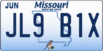 MO license plate JL9B1X
