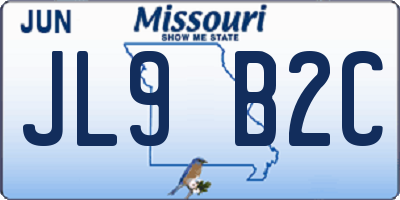 MO license plate JL9B2C