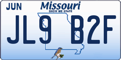 MO license plate JL9B2F