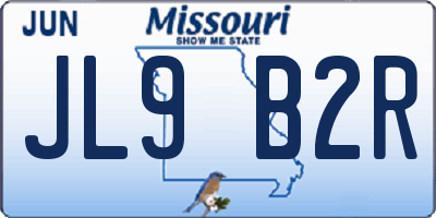 MO license plate JL9B2R
