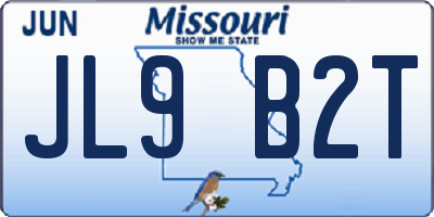 MO license plate JL9B2T
