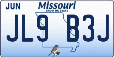 MO license plate JL9B3J