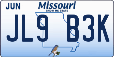 MO license plate JL9B3K