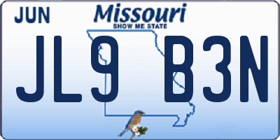 MO license plate JL9B3N