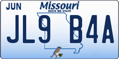 MO license plate JL9B4A